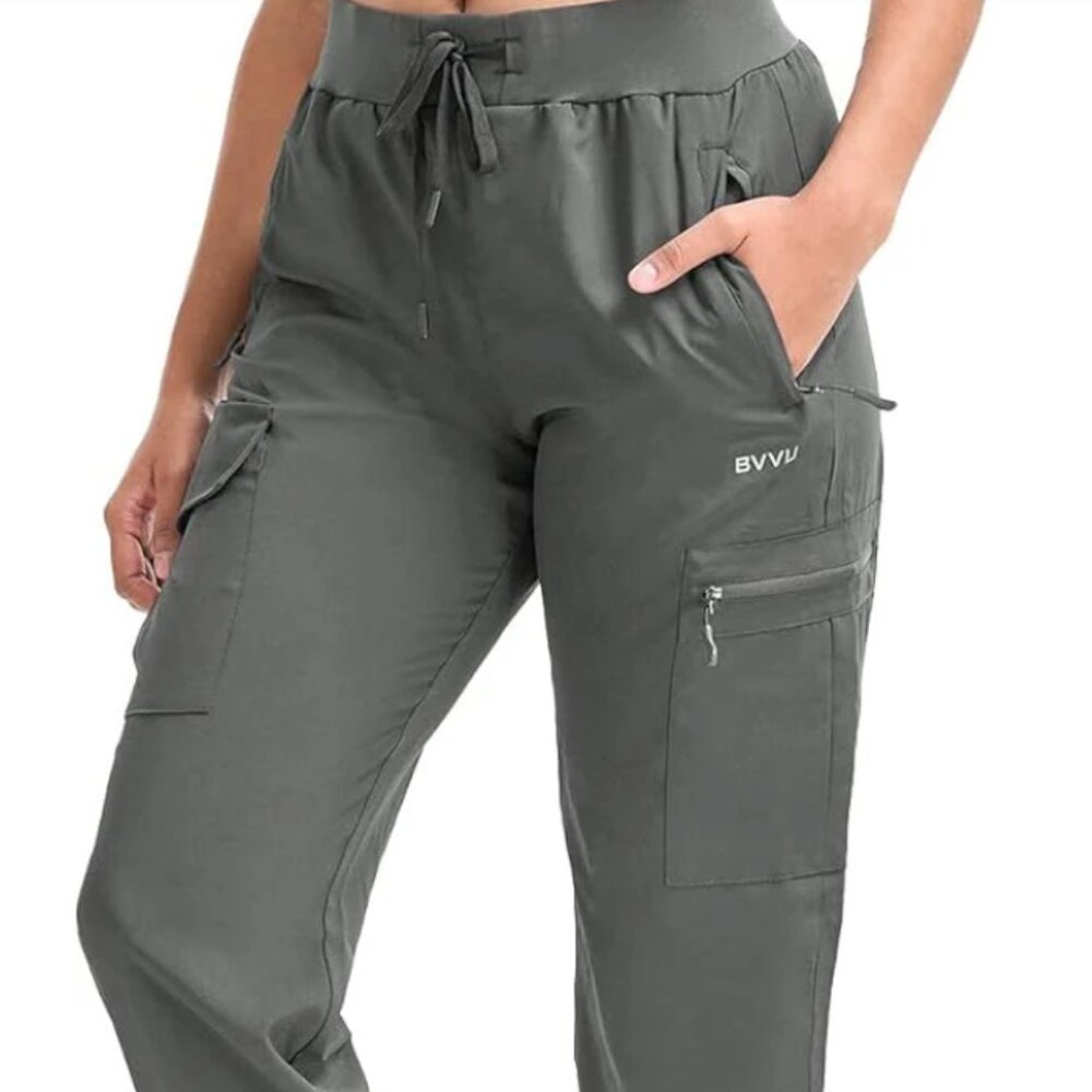 BVVU Women's Cargo Joggers Lightweight Quick Dry Hiking Pants Outdoor Waterproof